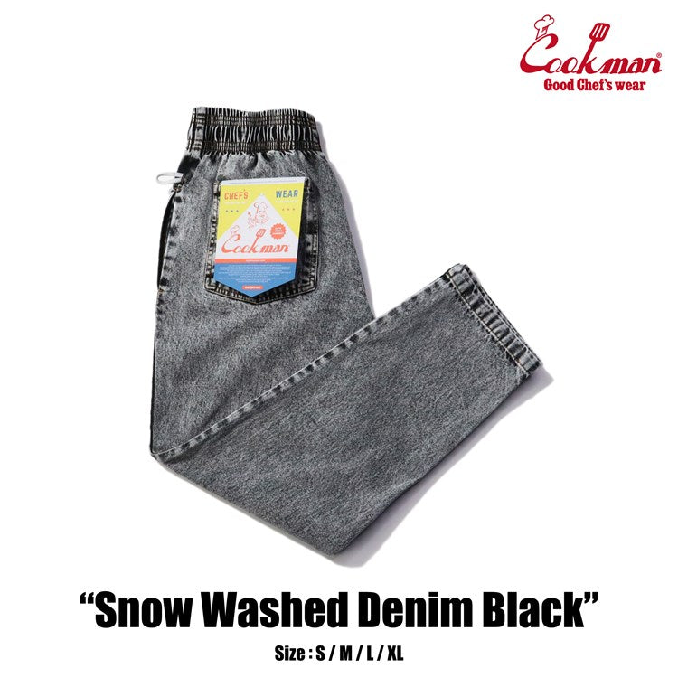 Cookman クックマン シェフパンツ Chef Pants Snow Washed Denim Black