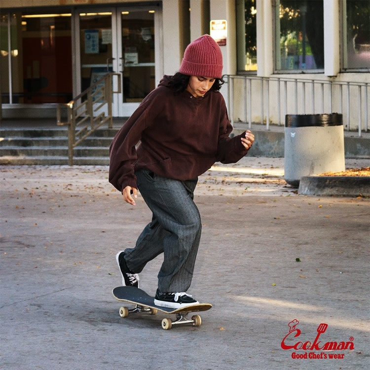 Cookman Chef Pants Semiwide Herringbone Denim Light Black