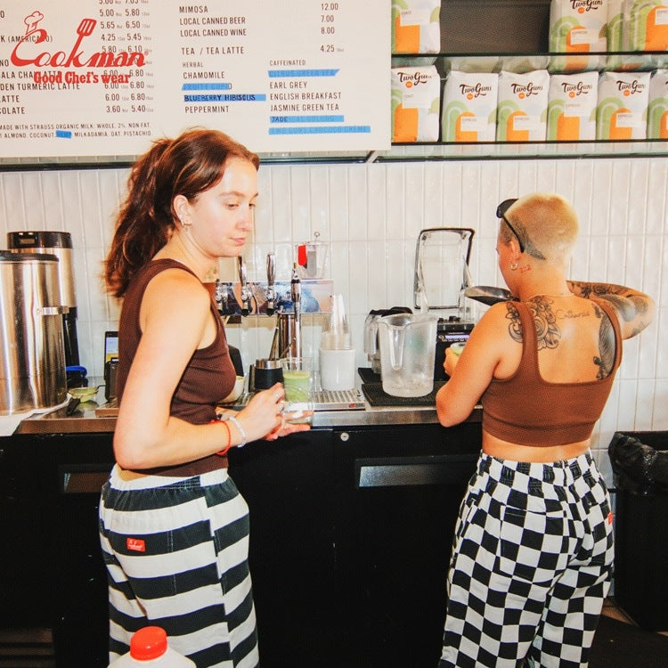 Cookman クックマン シェフパンツ Chef Pants Semiwide11oz Chef Pants Semiwide Washed Duck Canvas Checker Black