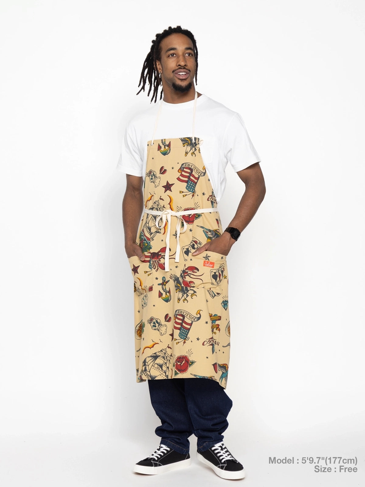Cookman クックマン ソックス Long Apron Old Tattoo - BEIGE -