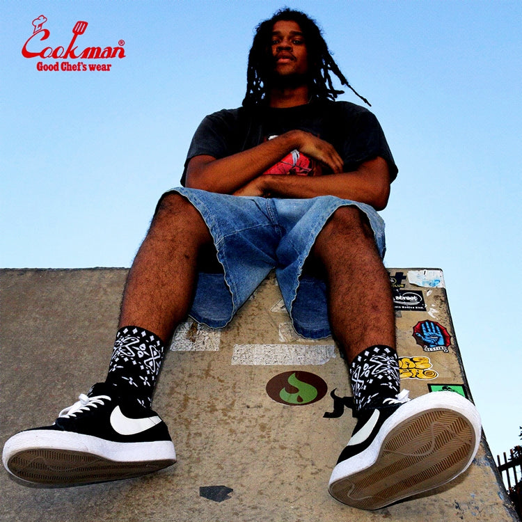 Cookman Crew Socks Bandanna Cross B/W