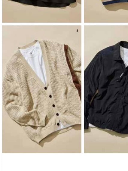 【OCEANS掲載】AS STANDARD x MAKE YARN アズスタンダ-ドxメイクヤ-ンMesh Knit Cardigan Beige