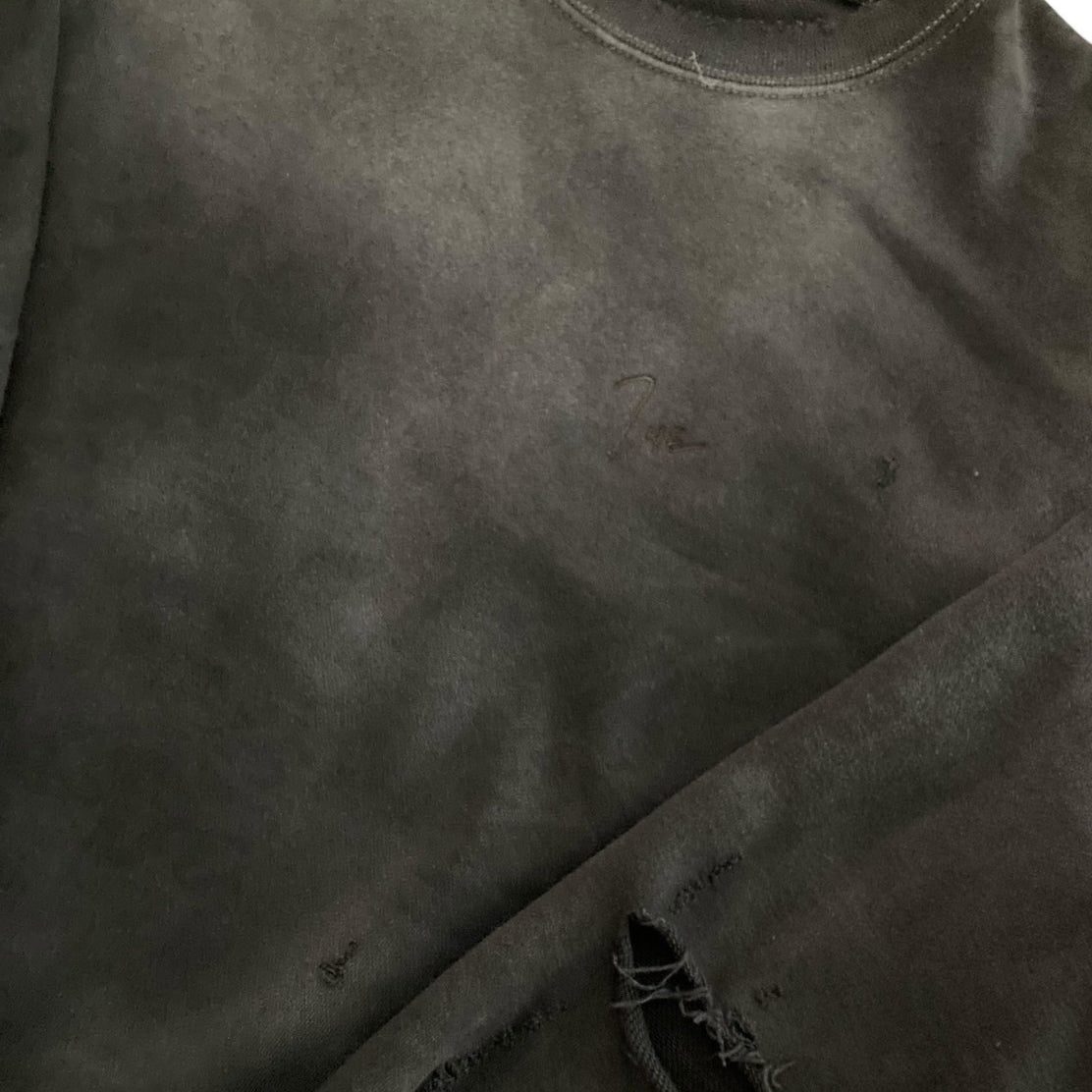 【MORE SUMMER SALE】THE JEAN PIERRE ジャン・ピエール Pigment Grunge Destroy Sweat Shirt - FADE BLACK -