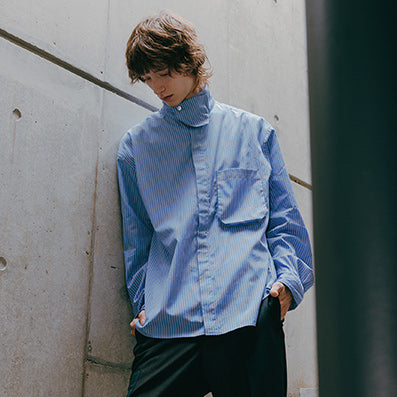 【RENEWAL SALE】THE JEAN PIERRE ジャン・ピエール Stand Collar Shirt　- Stripe -