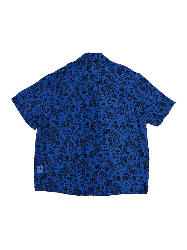 【MORE SUMMER SALE】THE JEAN PIERRE ジャン・ピエール Sheer Paisely SS Shirt - BLUE -
