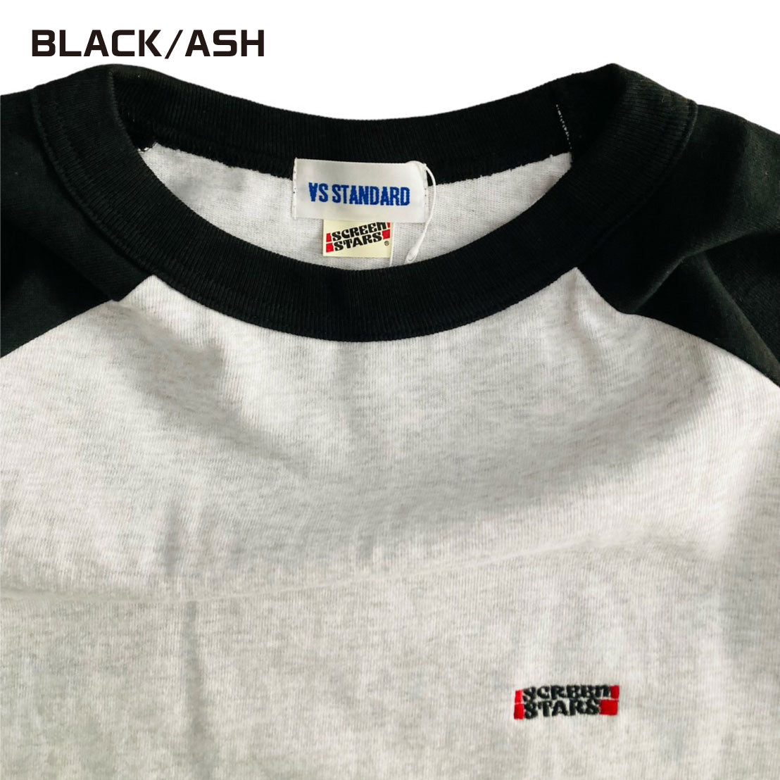 AS STANDARD X SCREEN STARS アズスタンダードxスクリーンスターズ BASEBALL TEE - BLACK / ASH -