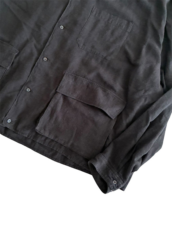 THE JEAN PIERRE ジャン・ピエール Safari Linen Shirt - INK BLACK -