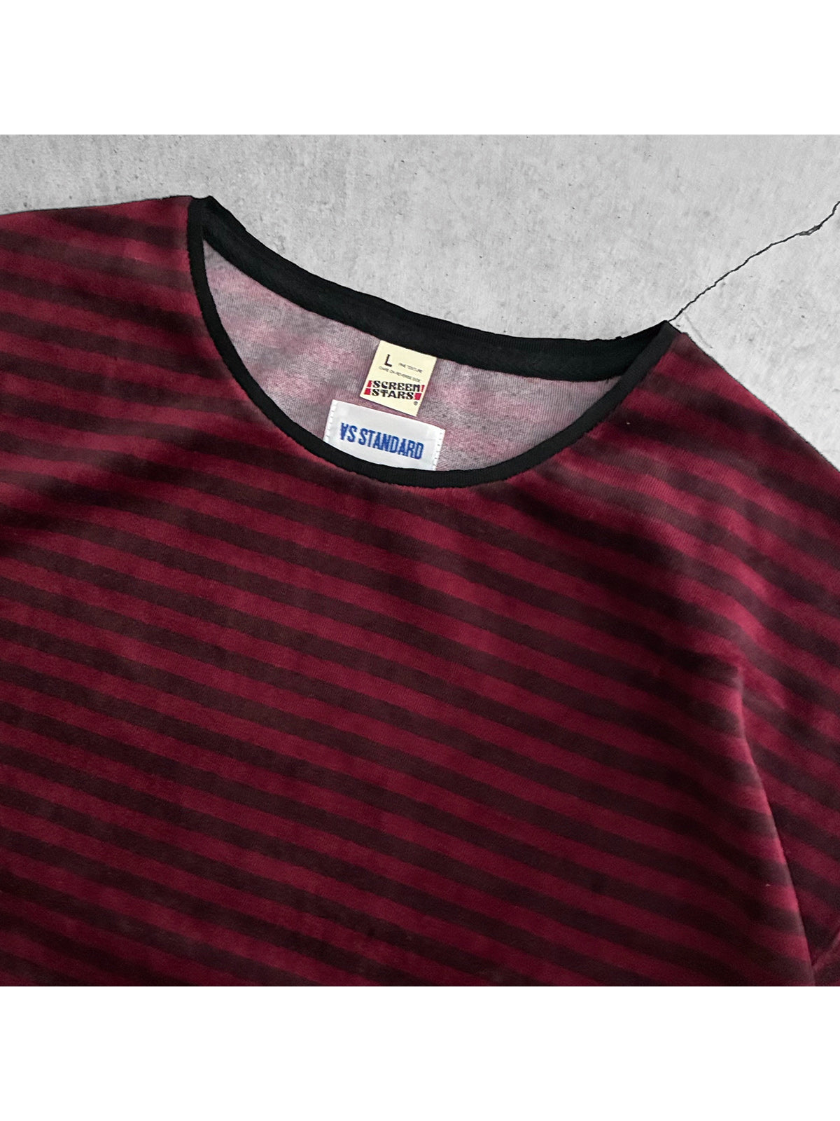 AS STANDARD X SCREEN STARS アズスタンダード x スクリーンスターズ VELOUR BORDER LS/TEE - BURGUNDY -