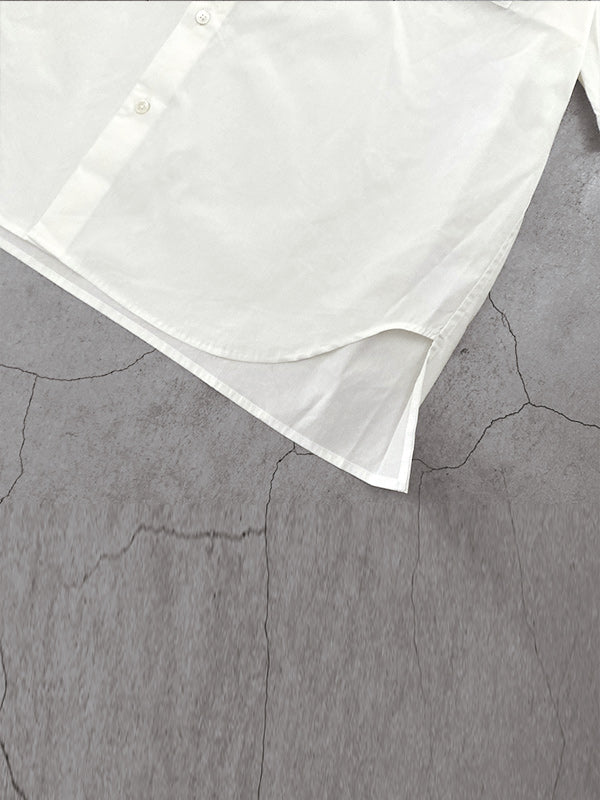 FORTUNA homme Silky NoCollar Shirt - WHITE -