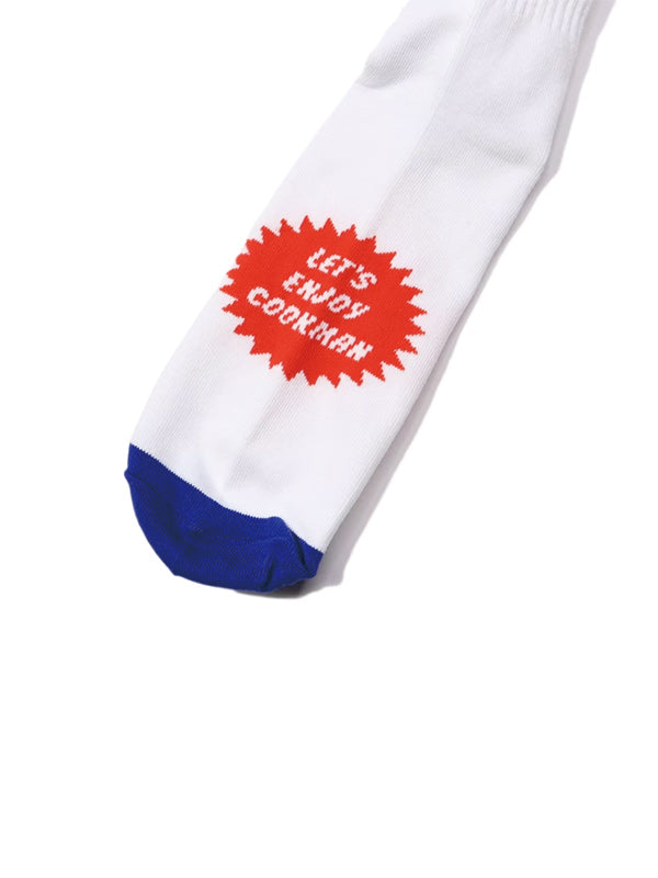 Cookman Rib Crew Socks with League Logo - White