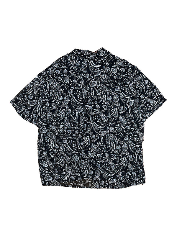 【MORE SUMMER SALE】THE JEAN PIERRE ジャン・ピエール Sheer Paisely SS Shirt - BLACK -