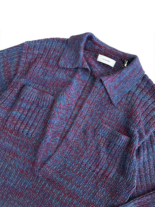 THE JEAN PIERRE ジャン・ピエール Melange Skipper Knit Shirt- BORDEAUX -