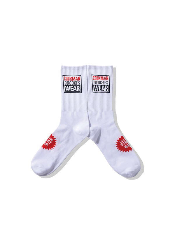 Cookman クックマン ソックス Rib Crew Socks Vision Logo - WHITE -