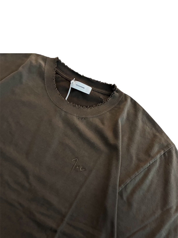 THE JEAN PIERRE ジャン・ピエール Signature Pigmentdye Grunge Destroy SS TEE - DARK CHOCO -