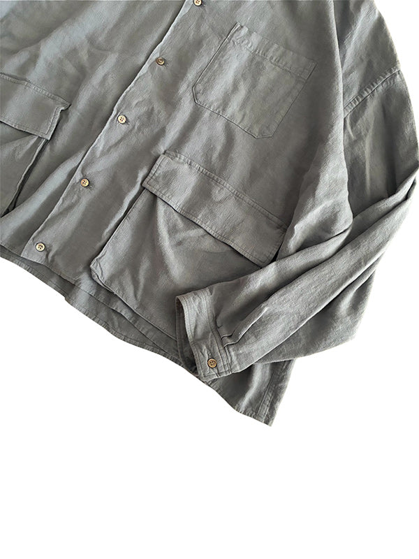 THE JEAN PIERRE ジャン・ピエール Safari Linen Shirt - GREIGE DAX -