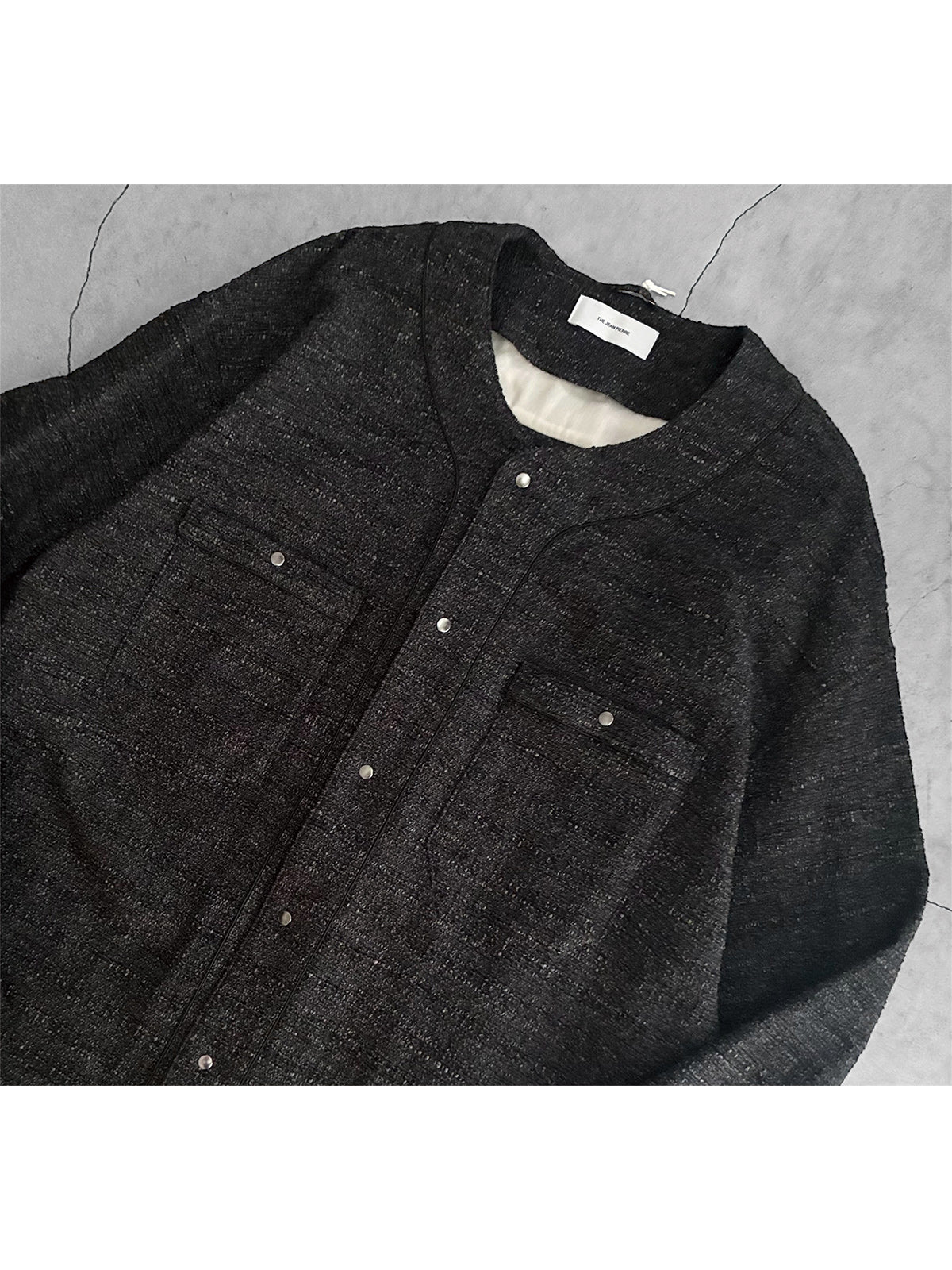 THE JEAN PIERRE ジャン・ピエール Tweed Baseball Shirt - BLACK -