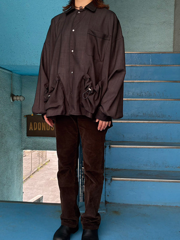 THE JEAN PIERRE ジャン・ピエール Urban Wool Tech Pyjama Shirt - INK BLACK -