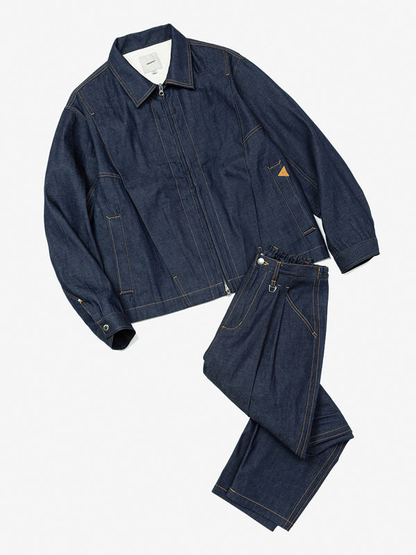 rehacer レアセル Pleat Denim Trousers