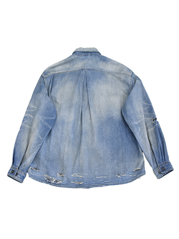 THE JEAN PIERRE ジャン・ピエール Grunge Denim Shirt - VINTAGE BLUE -