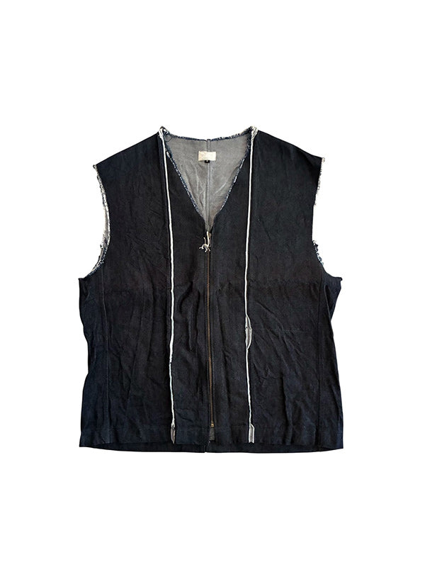 ALLS オールズ DRIFT DENIM FRINGE VEST - NAVY - – ADONUST MUSEUM