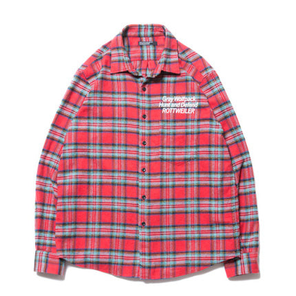 ROTTWEILER ロットワイラー Check Regular Collar LS Shirt - RED -