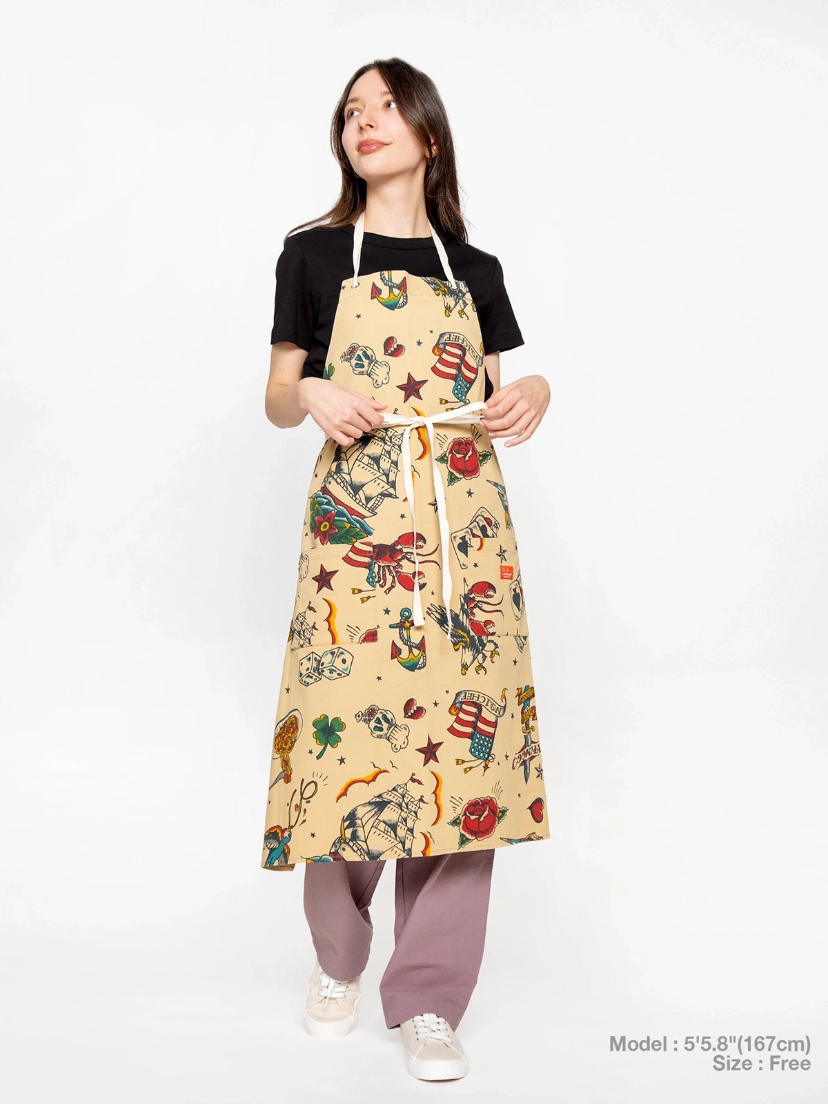 Cookman クックマン ソックス Long Apron Old Tattoo - BEIGE -
