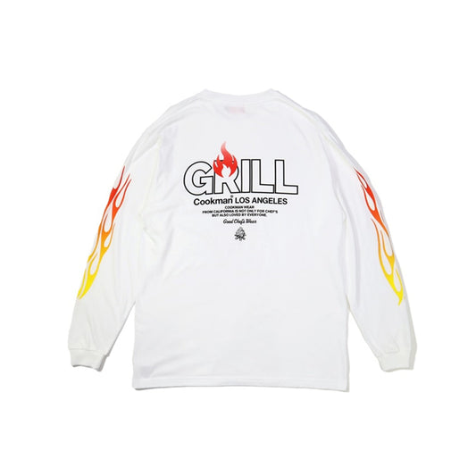 Cookman クックマン ロングスリーブ Tシャツ Grill - WHITE -