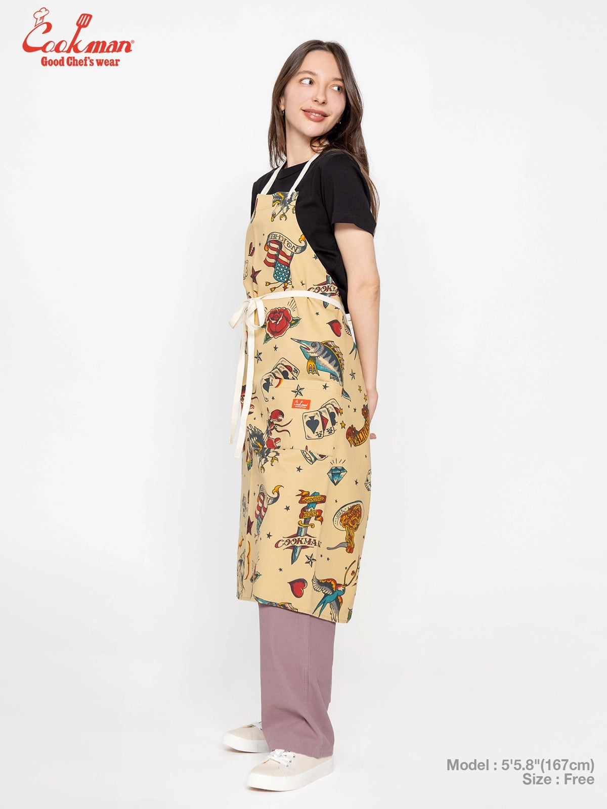 Cookman クックマン ソックス Long Apron Old Tattoo - BEIGE -