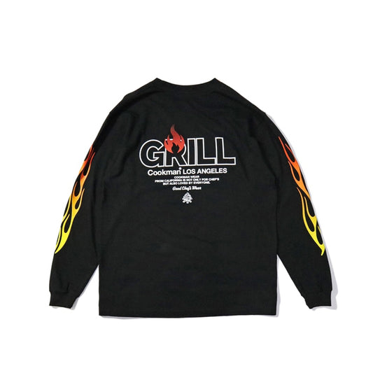 Cookman クックマン ロングスリーブ Tシャツ Grill - BLACK -