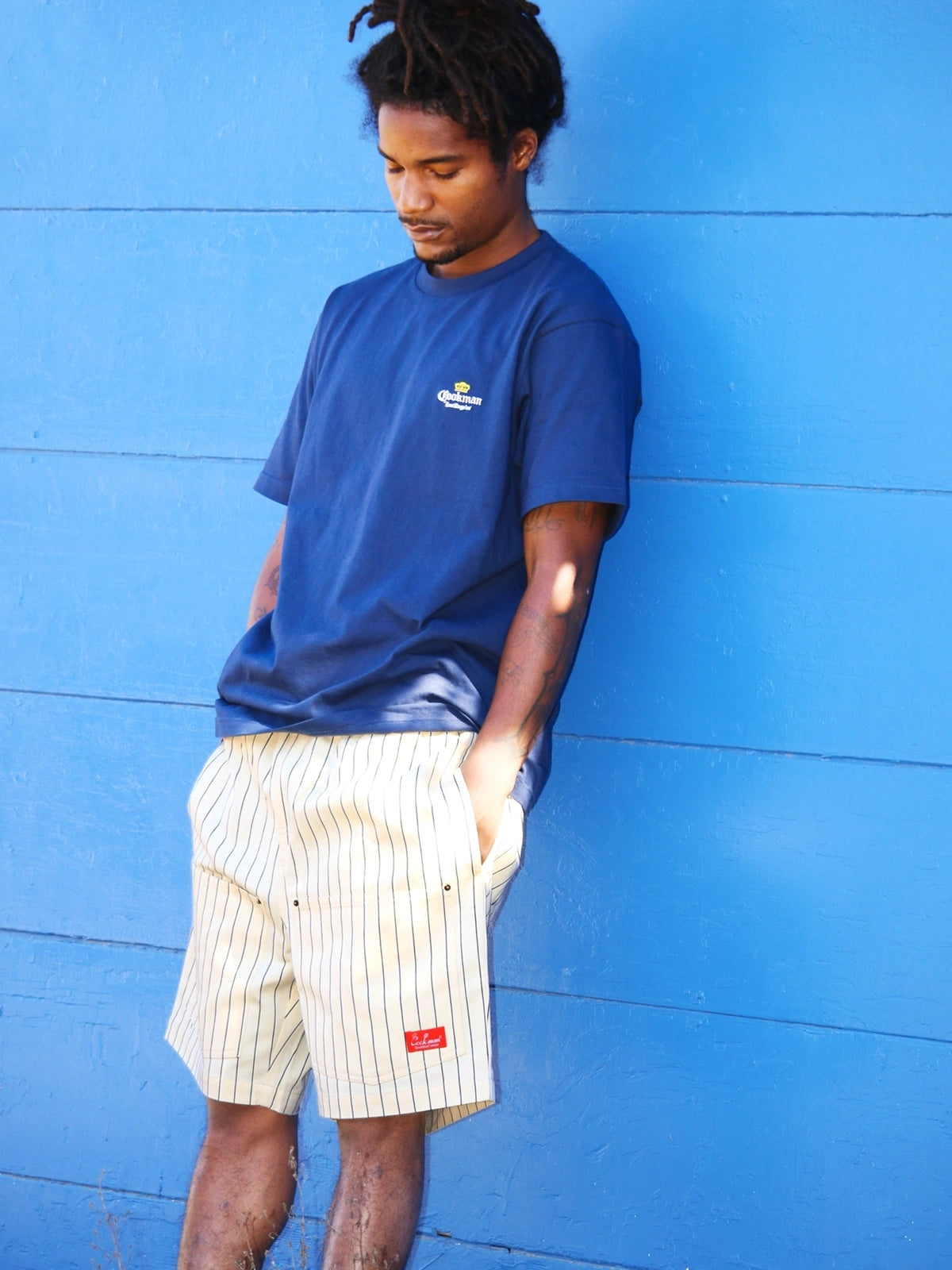 Cookman クックマン シェフパンツ Carpenter's Pants Short Front Pocket Herringbone - CREAM-