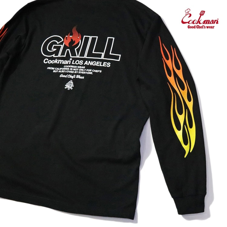 Cookman クックマン ロングスリーブ Tシャツ Grill - BLACK -