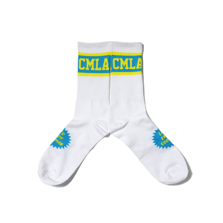 Cookman Rib Crew Socks CMLA logo B/W