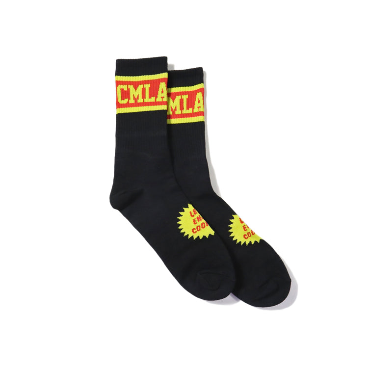 Cookman Rib Crew Socks CMLA logo B/W