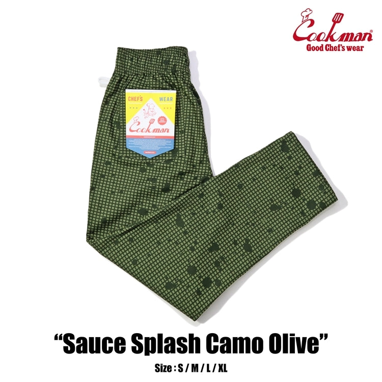 Cookman Chef Pants Sauce Splash - CAMO OLIVE -