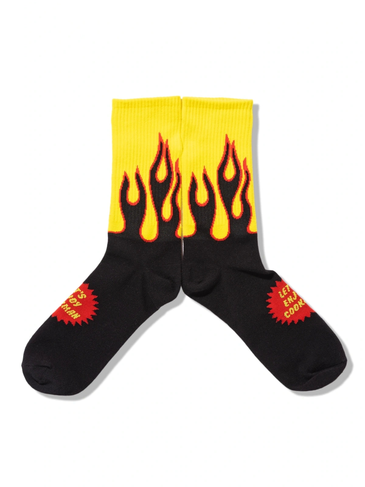 Cookman クックマン ソックス Rib Crew Socks Flame Black Yellow