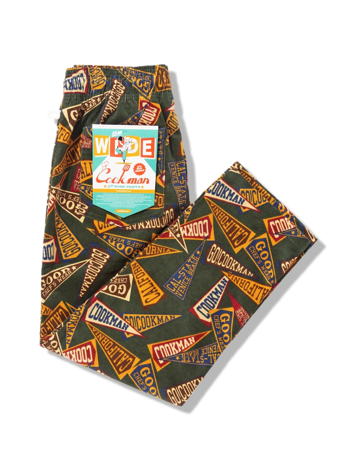 Cookman クックマン シェフパンツ Chef Pants Semiwide Corduroy Pennant Green