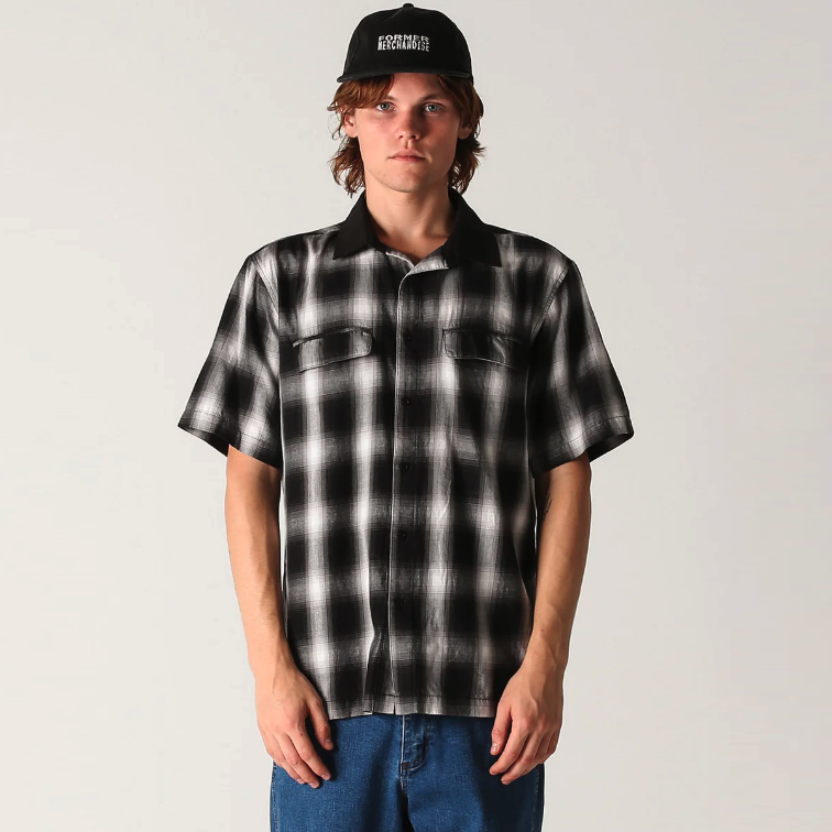 FORMER フォーマー BROADCAST PLAID SS SHIRT BLACK OMBRE