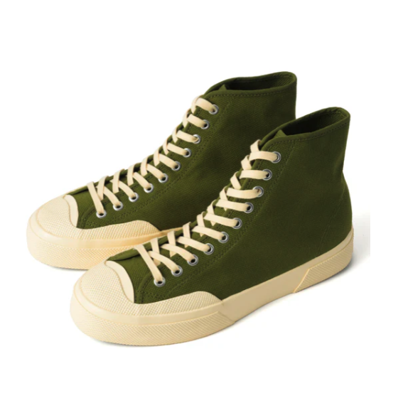 【雑誌 GOETHE 掲載】SUPERGA スペルガ 2433 ワークス ハイカット コットンキャンバス WORKS HCUT COTON CANVAS - GREEN-OFF WHITE -