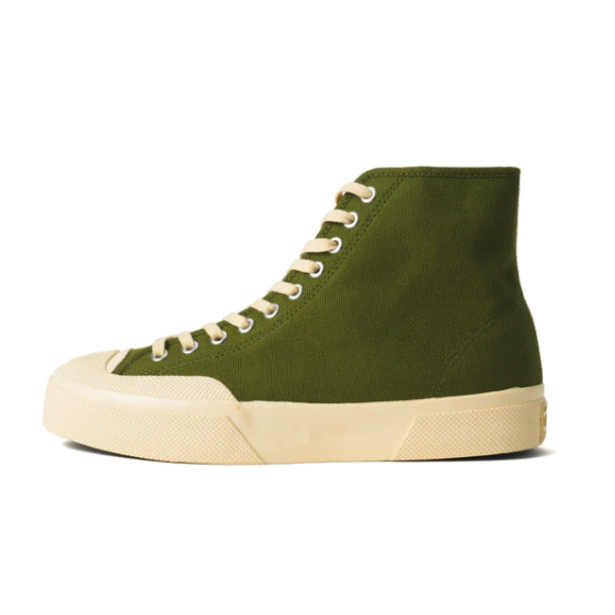 【雑誌 GOETHE 掲載】SUPERGA スペルガ 2433 ワークス ハイカット コットンキャンバス WORKS HCUT COTON CANVAS - GREEN-OFF WHITE -