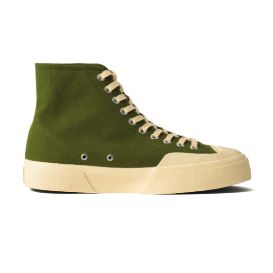 【雑誌 GOETHE 掲載】SUPERGA スペルガ 2433 ワークス ハイカット コットンキャンバス WORKS HCUT COTON CANVAS - GREEN-OFF WHITE -