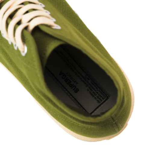 【雑誌 GOETHE 掲載】SUPERGA スペルガ 2433 ワークス ハイカット コットンキャンバス WORKS HCUT COTON CANVAS - GREEN-OFF WHITE -