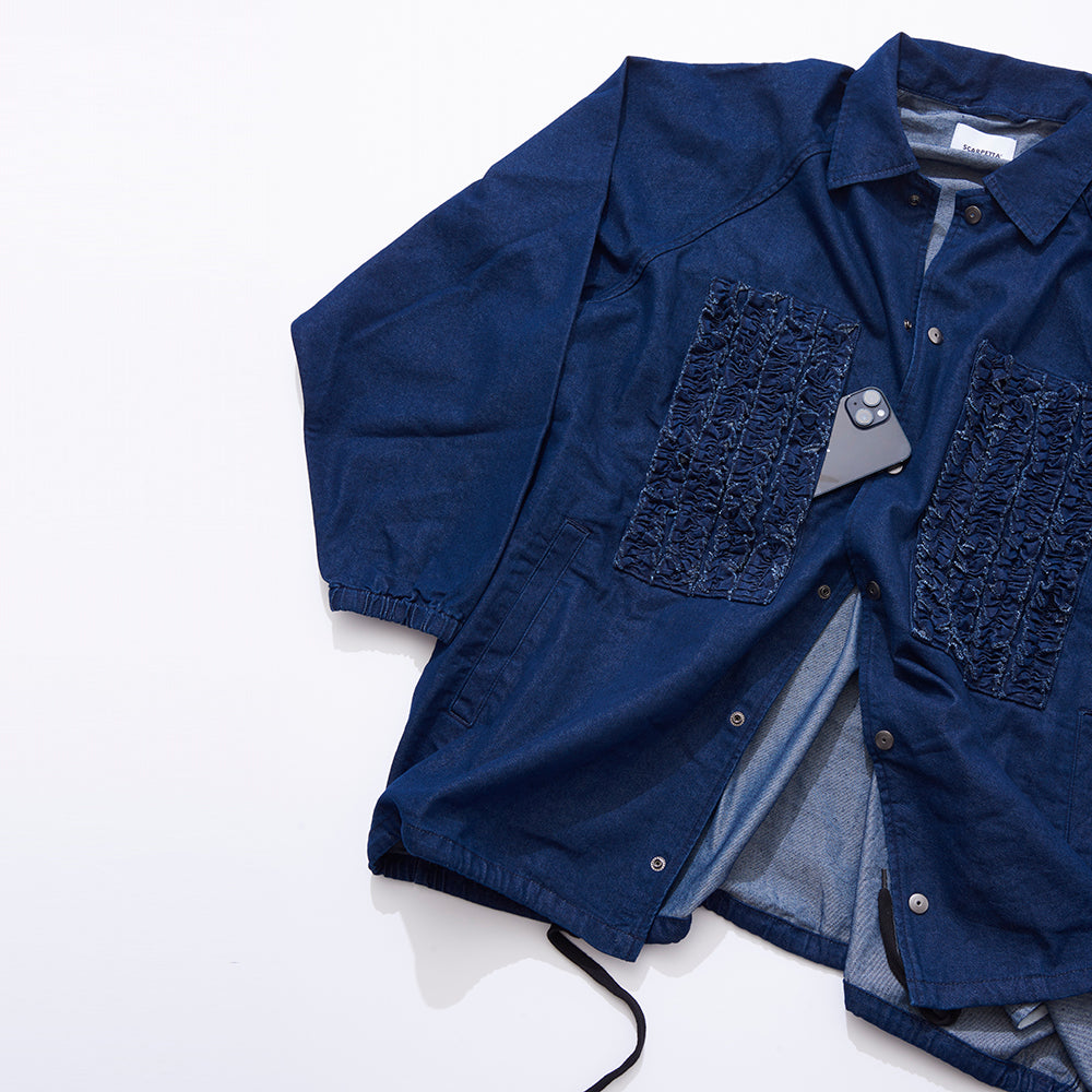 【雑誌 メンズファッジ掲載】SCARPETTA スカルペッタ DENIM COACH JACKET - NAVY -