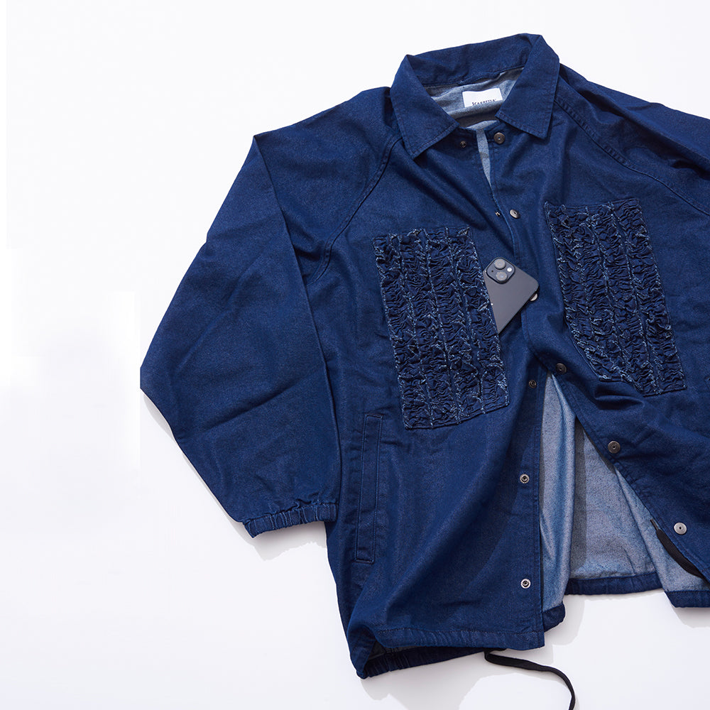 【雑誌 メンズファッジ掲載】SCARPETTA スカルペッタ DENIM COACH JACKET - NAVY -