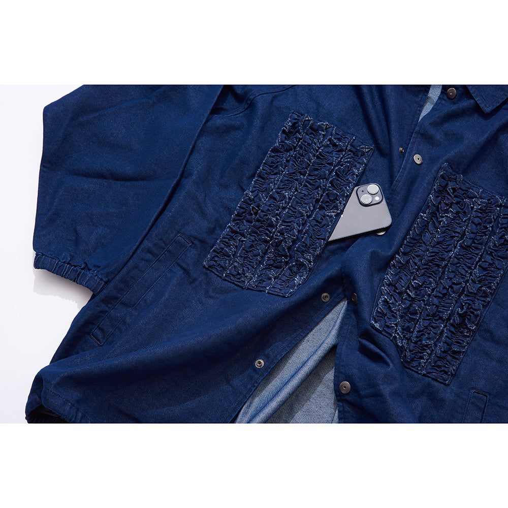 【雑誌 メンズファッジ掲載】SCARPETTA スカルペッタ DENIM COACH JACKET - NAVY -