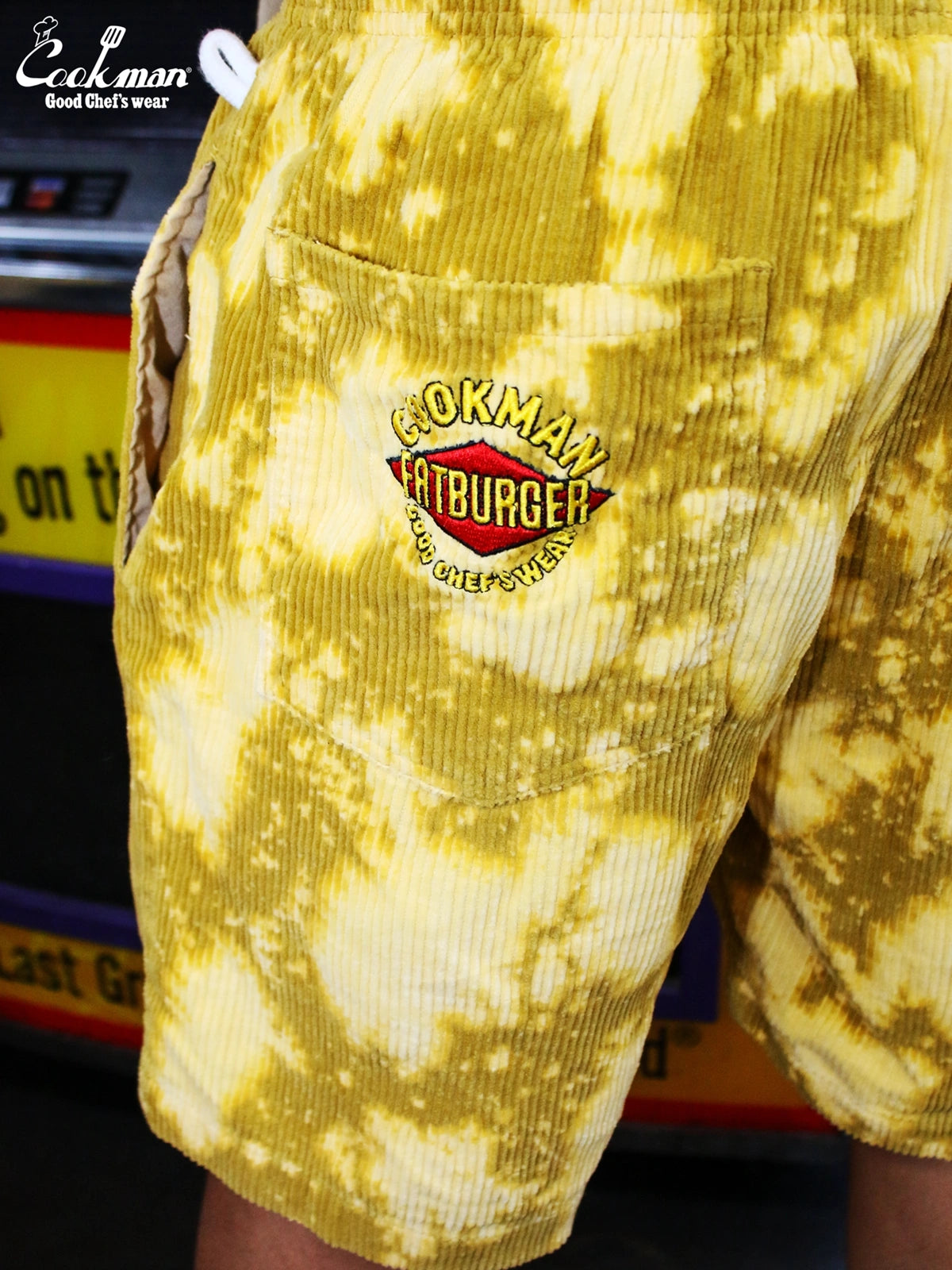 Cookman クックマン シェフパンツ Chef Pants Short Corduroy FAT Bleach - YELLOW -