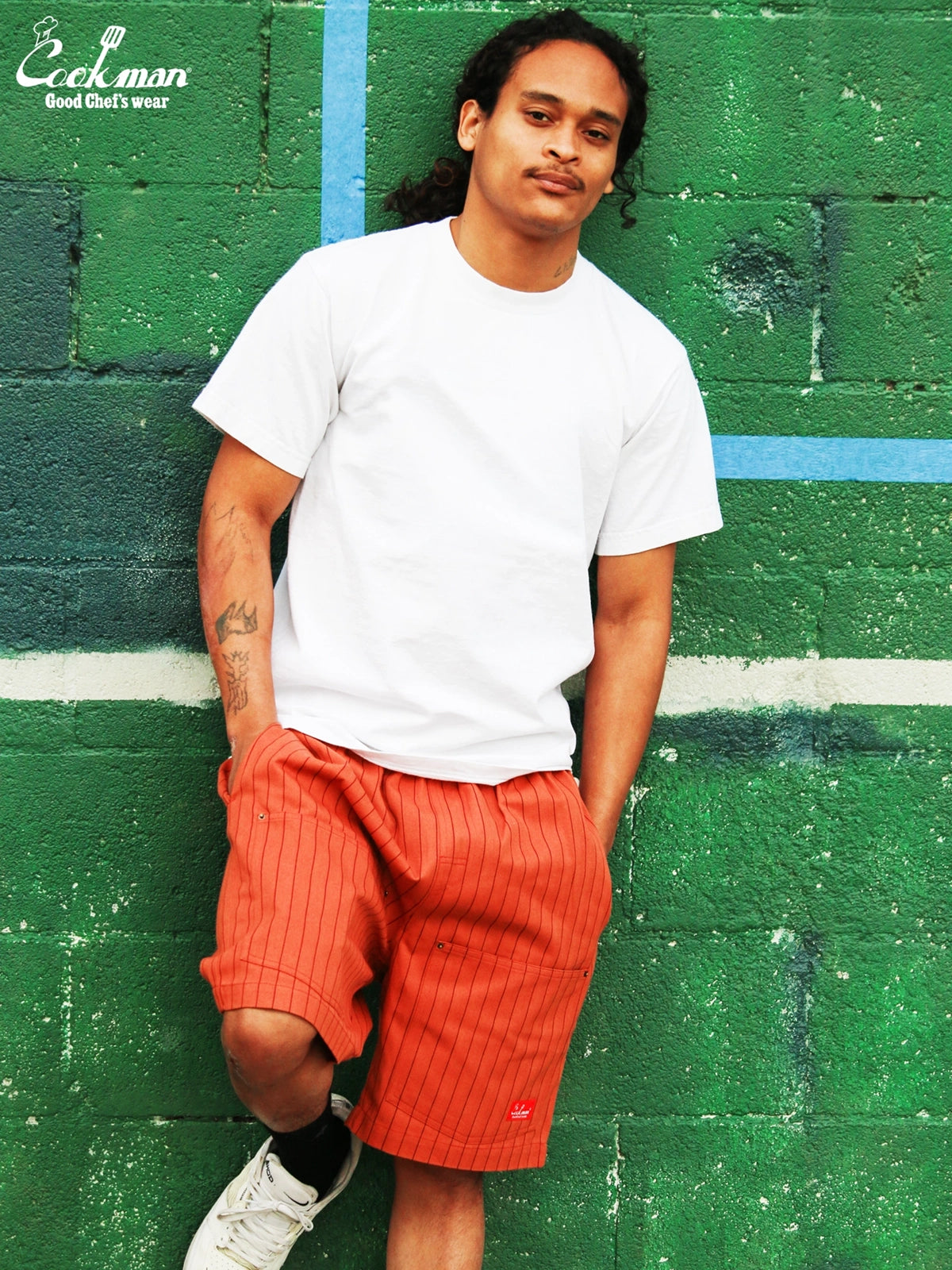 Cookman クックマン シェフパンツ Carpenter's Pants Short Front Pocket Herringbone - BRICK-