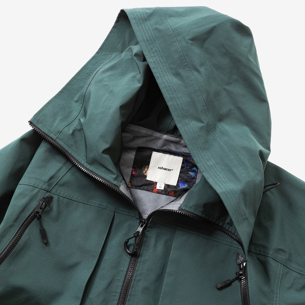 rehacer レアセル 3 Layer Big Hooded Jacket - GREEN -