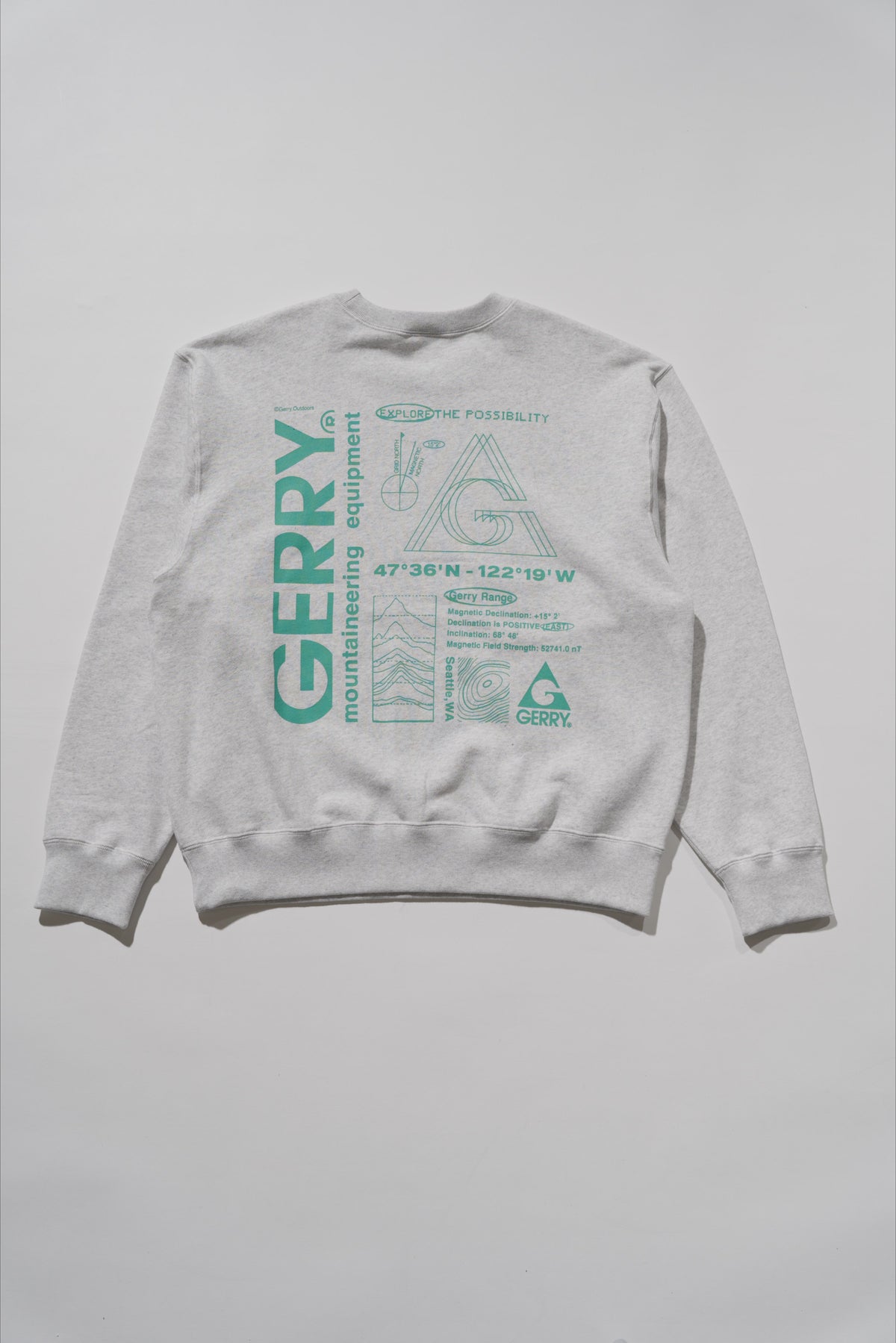 GERRY ジェリー 13oz Heavy Cotton Sweat Graphic Crew Shirt - ASH -