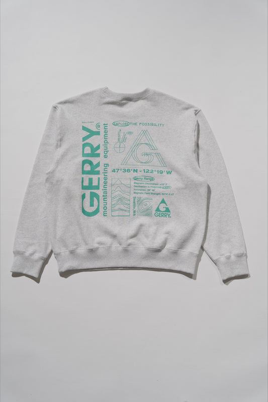 GERRY ジェリー 13oz Heavy Cotton Sweat Graphic Crew Shirt - ASH -