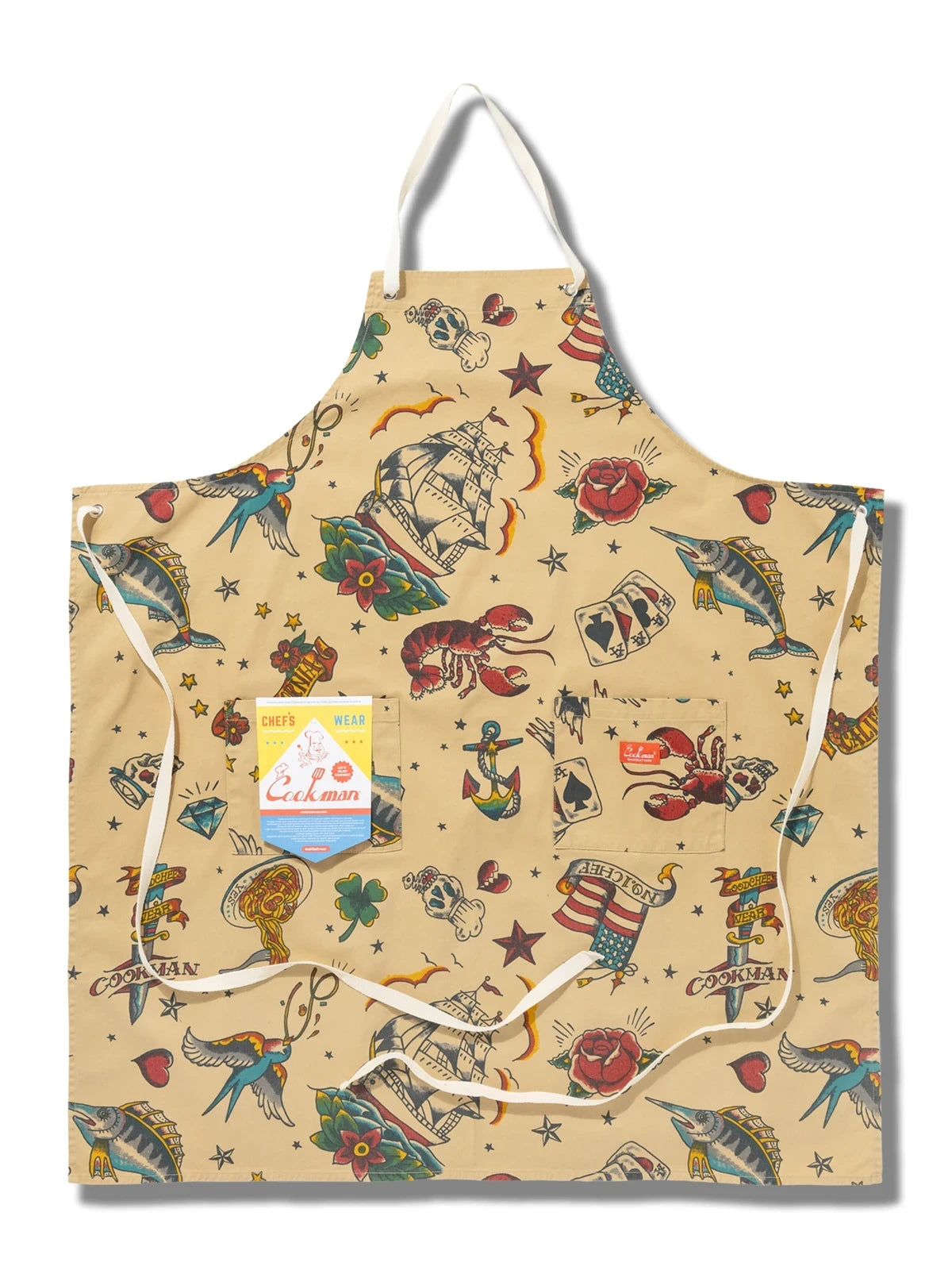 Cookman クックマン ロングエプロン Long Apron Old Tattoo - BEIGE -